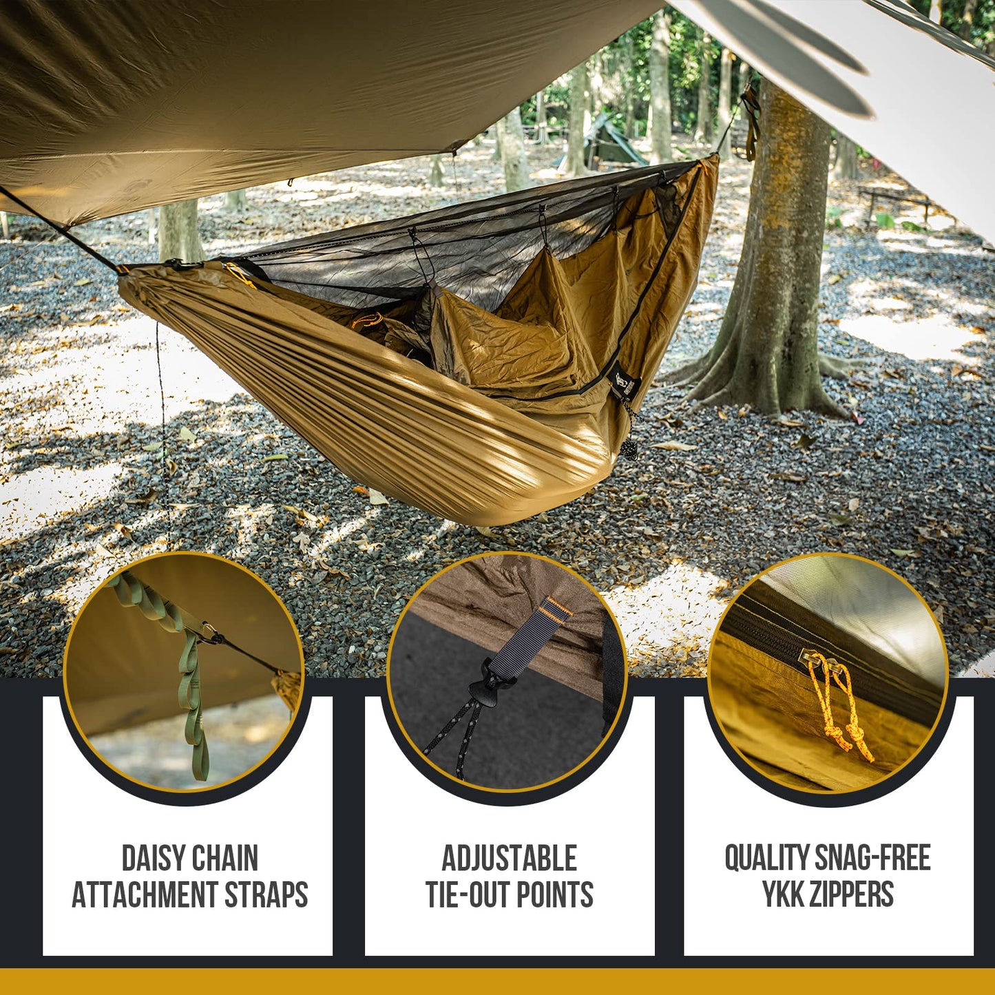 OneTigris KOMPOUND Camping Hammock + Camping Lanyard + Bulwark Camping Tarp