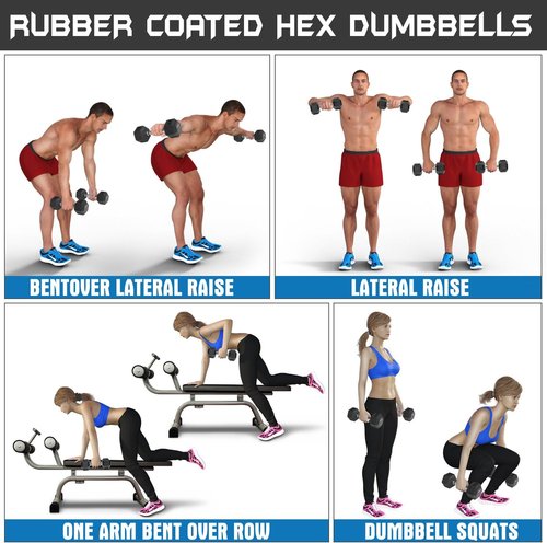 Dumbbell - Rubber Hex - 5lbs