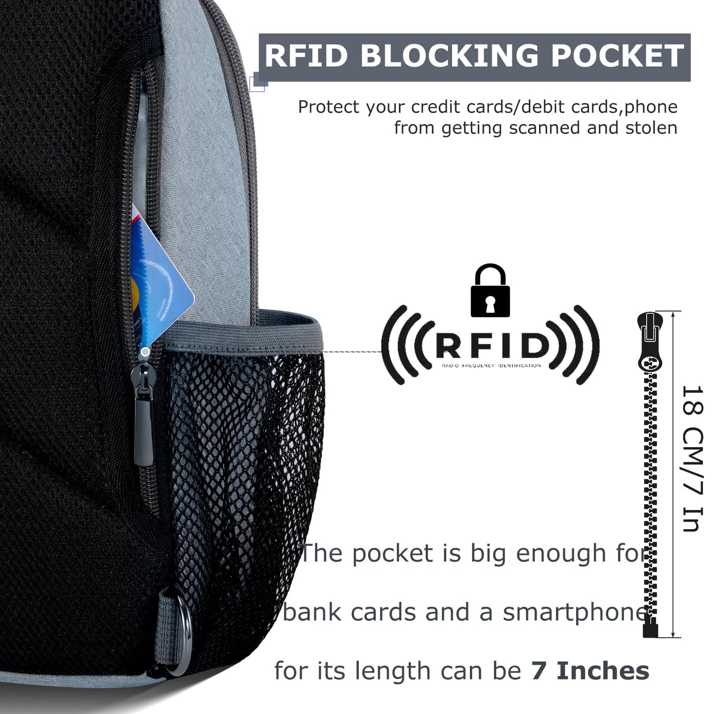 Keanoo Sling Backpack, Crossbody Bag Large Sling Bag RFID with Water Bottle Holder Phone Holder Travelling Hiking Daypack (Light Gray)
