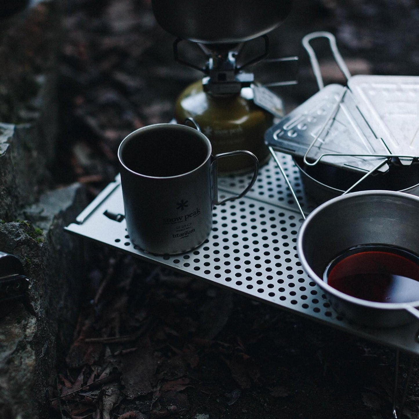 Snow Peak Titanium Double Mug 7.8 oz - Lightweight, Folding Handle Camping Cup