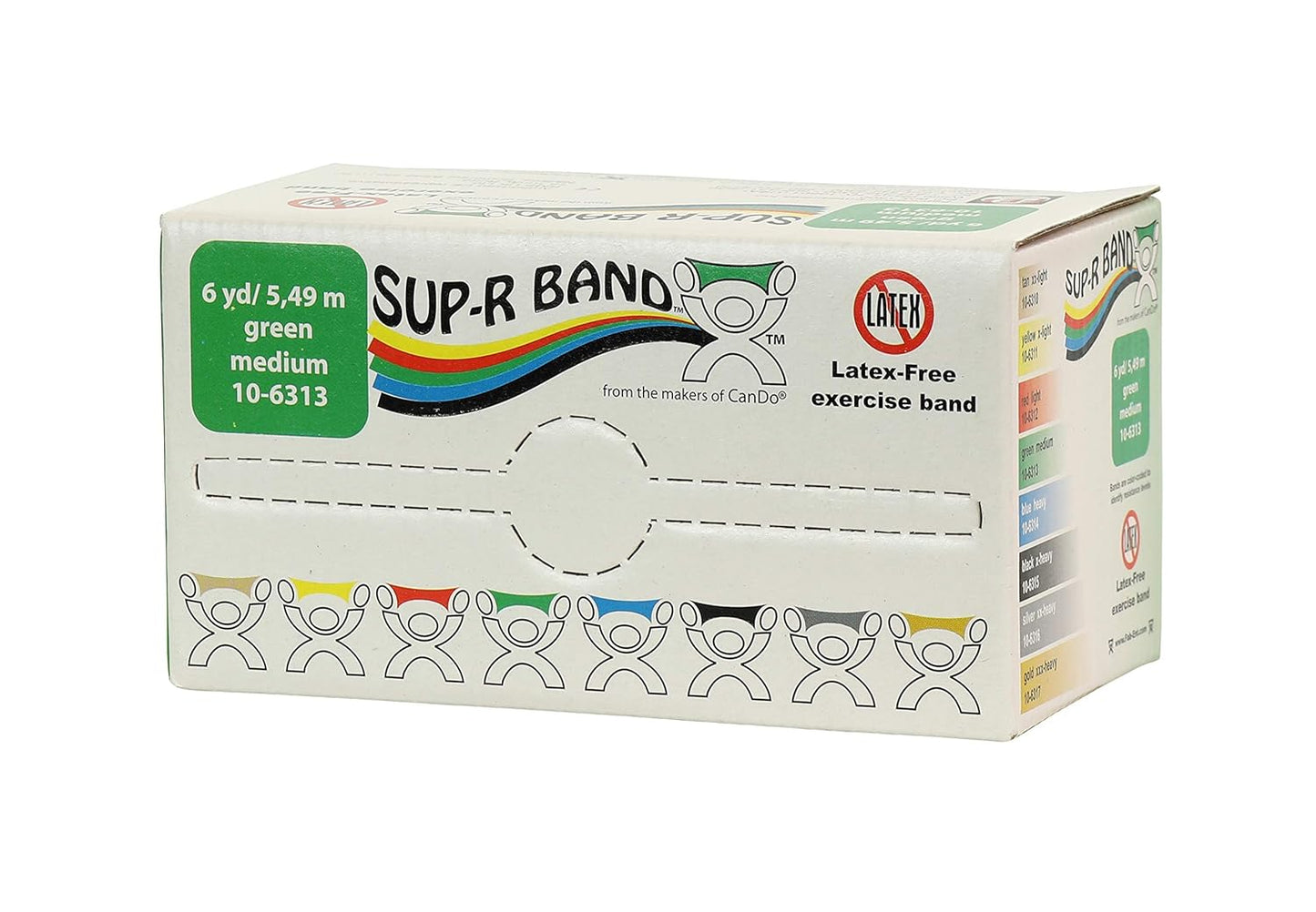 CanDo 10-6323 Sup-R Latex Free Exercise Band, 50yds Length, Green-Medium