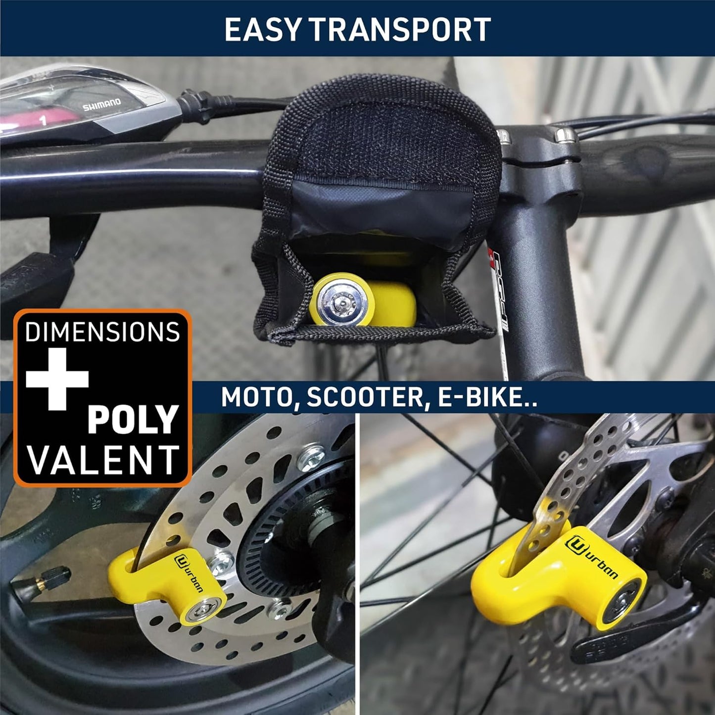 Urban 564A Most Compact Motorcycle Disc Lock, ø5mm, Lightweight, and Portable, More Visible, More Deterrent, Steel, Universal Anti Theft Wheel Brake Lock for Motorbike Scooter Electric Bike Bicycle