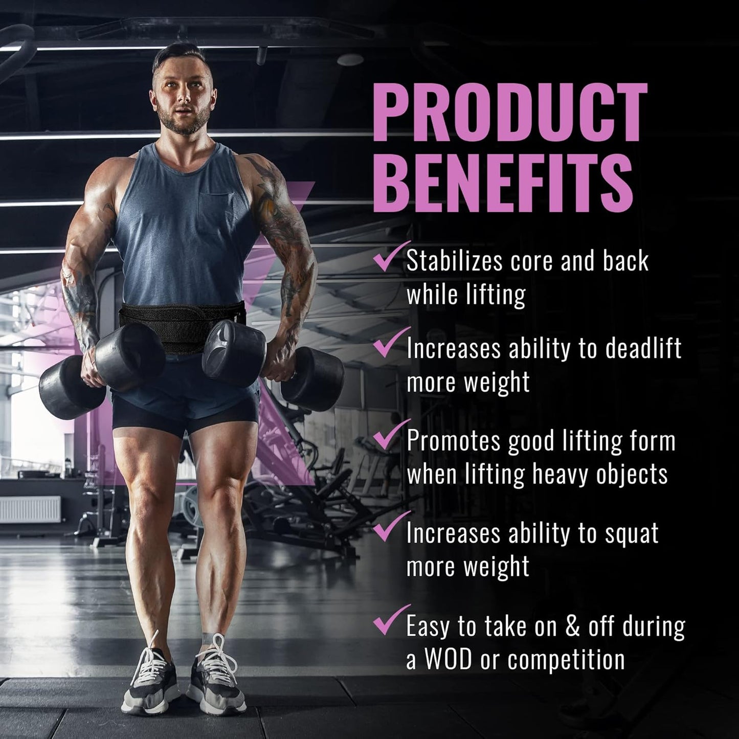 Weightlifting Belt, Weight Belt, Weight Lifting Belt for Men and Women, 6 Inch, Back Support for Lifting, Squat and Deadlifting Belt (Pink, 27" -32" Around Navel, X-Small)