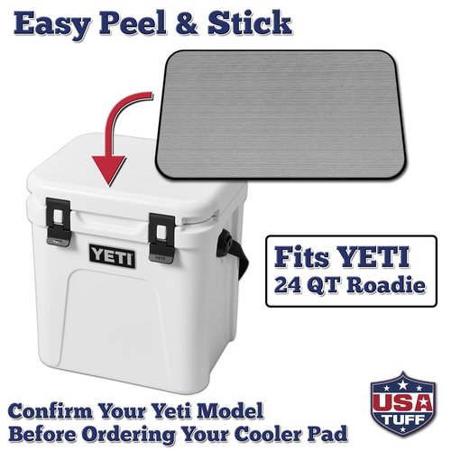 USATuff SeaDek EVA Mat Cooler Pad fits YETI 24 Roadie | Peel & Stick Application | Non Slip Comfort Accessories - Blank Design (StormGray-Black)