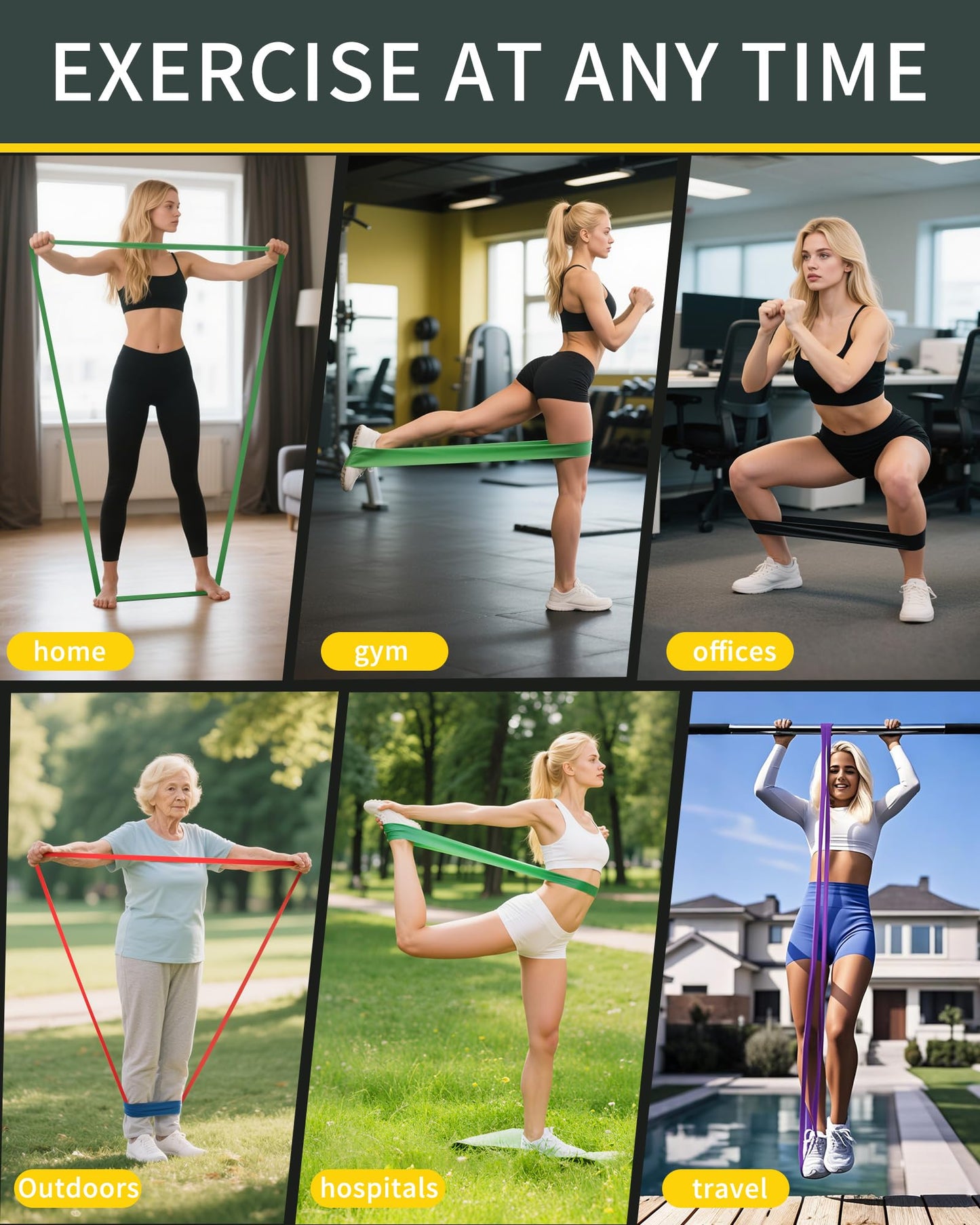 LAKXSF Pull Up Bands Set - Resistance Bands for Men and Women - Exercise, Stretching, Muscle Training - Ideal for Home/Gym Workouts - Includes Door Anchor and Elastic Bands