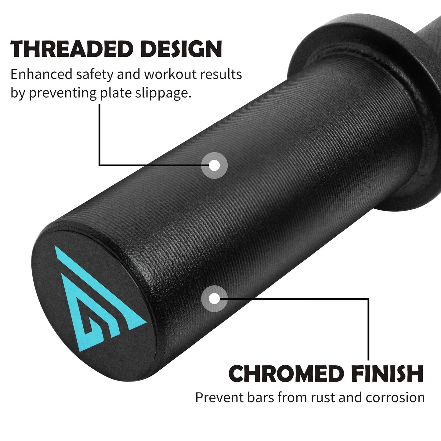 16" Olympic Dumbbell Handle, Dumbbell Bar for 2-inch Olympic Weight Plates, Loadable Dumbbells for Home Gym Strength Training, 2 Pair of Spring Collars Included