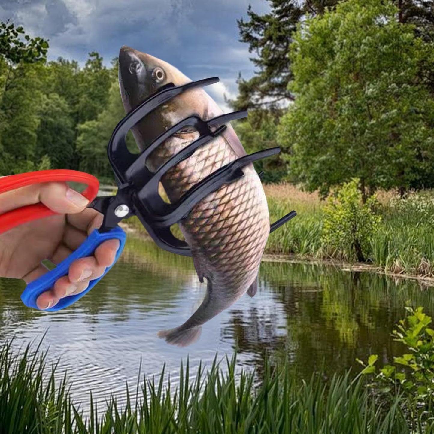 2 PCS 3 Claw Fish Gripper, Metal Fishing Pliers Gripper, Fish Control Clamp Claw Tong Grip Tackle Tool, Multi 3 Teeth Fishing Pliers for Most Freshwater Fish Grip Tackle Holder
