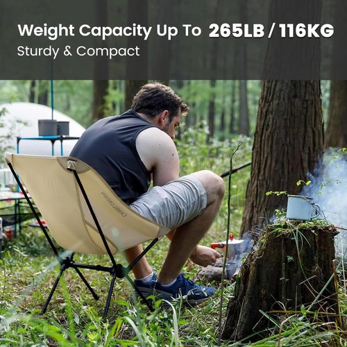 CAMEL CROWN Portable Camping Chair Folding Compact Lawn Lightweight Backpacking Chair with Carry Bag for Outdoor Hiking Beach Travel Picnic Festival White
