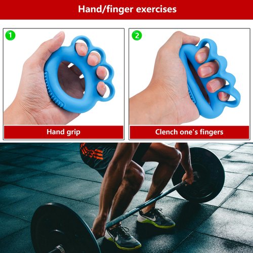 YeulYuuri Finger Exerciser, Hand Grip Strengthener,Grip Strength Trainer,(Blue-35 LB)