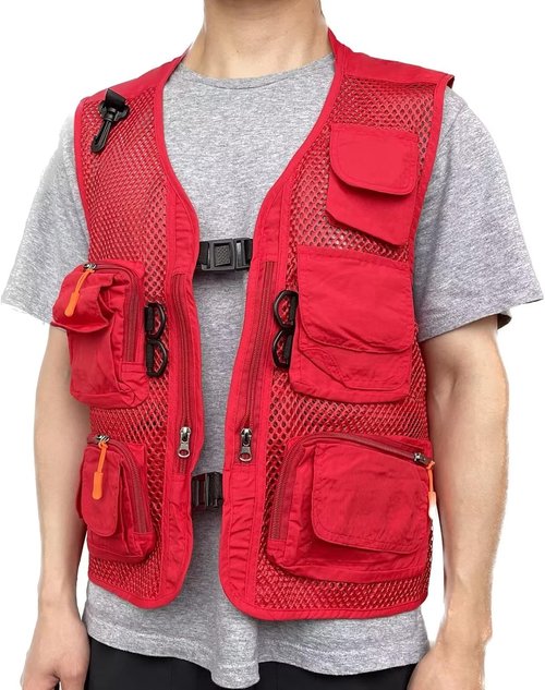 Men Mesh Breathable Multi-Pocket Vest Outdoor Travelers Fly Fishing Photography