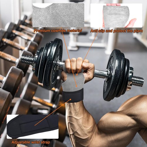 Weight Lifting Wrist Strap Cowhide Material Robust Lifting Straps for Gym Deadlift and Powerlifting Adjustable lifting straps Men/Women(Pair) (Gray)