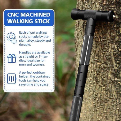 aiGear CNC Machined Walking Stick and Anti Skid Rubber Tip 8 Pack
