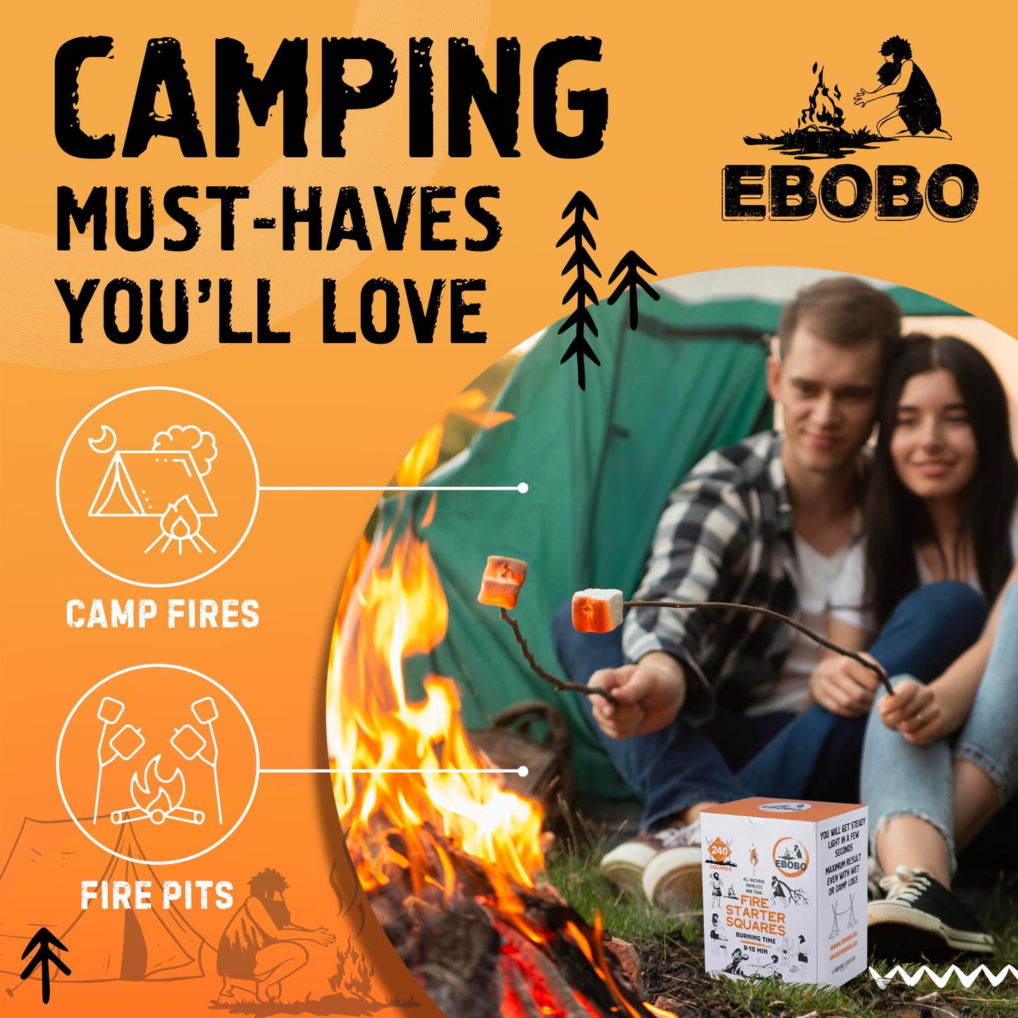 240 pcs Fire Starter Cubes ā Natural Wax-Based, Odorless & Non-Toxic ā Quick Ignition for BBQ Grill, Fireplace, Wood Stove, Fire Pit & Camping ā Easy, Mess-Free Lighting