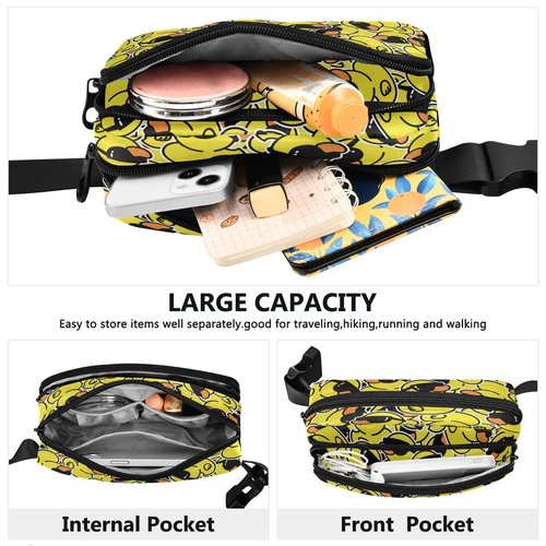 Exnundod Fanny Waist Bag Duck Purse Bag Casual Crossbody Pack Zipper & Adjustable Strap Hip Bum Bag for Running Hiking Traveling Outdoor