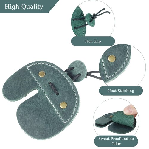 Toprank Leather Archery Finger Tabs - Handmade Finger Guard for Shooting Practice Gear, Recurve Bow Fingers Tab (Green)