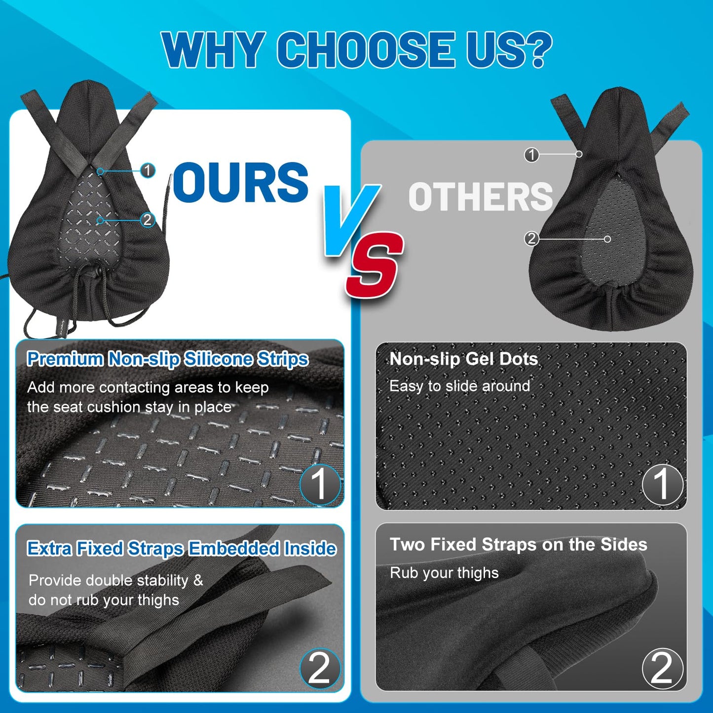 APECYC Gel Bike Seat Cover Bike Cushion Seat Extra Padding for Women & Men Comfort Bicycle Saddle Cushion for Mountain Cycling Spin Stationary Indoor Exercise Bikes