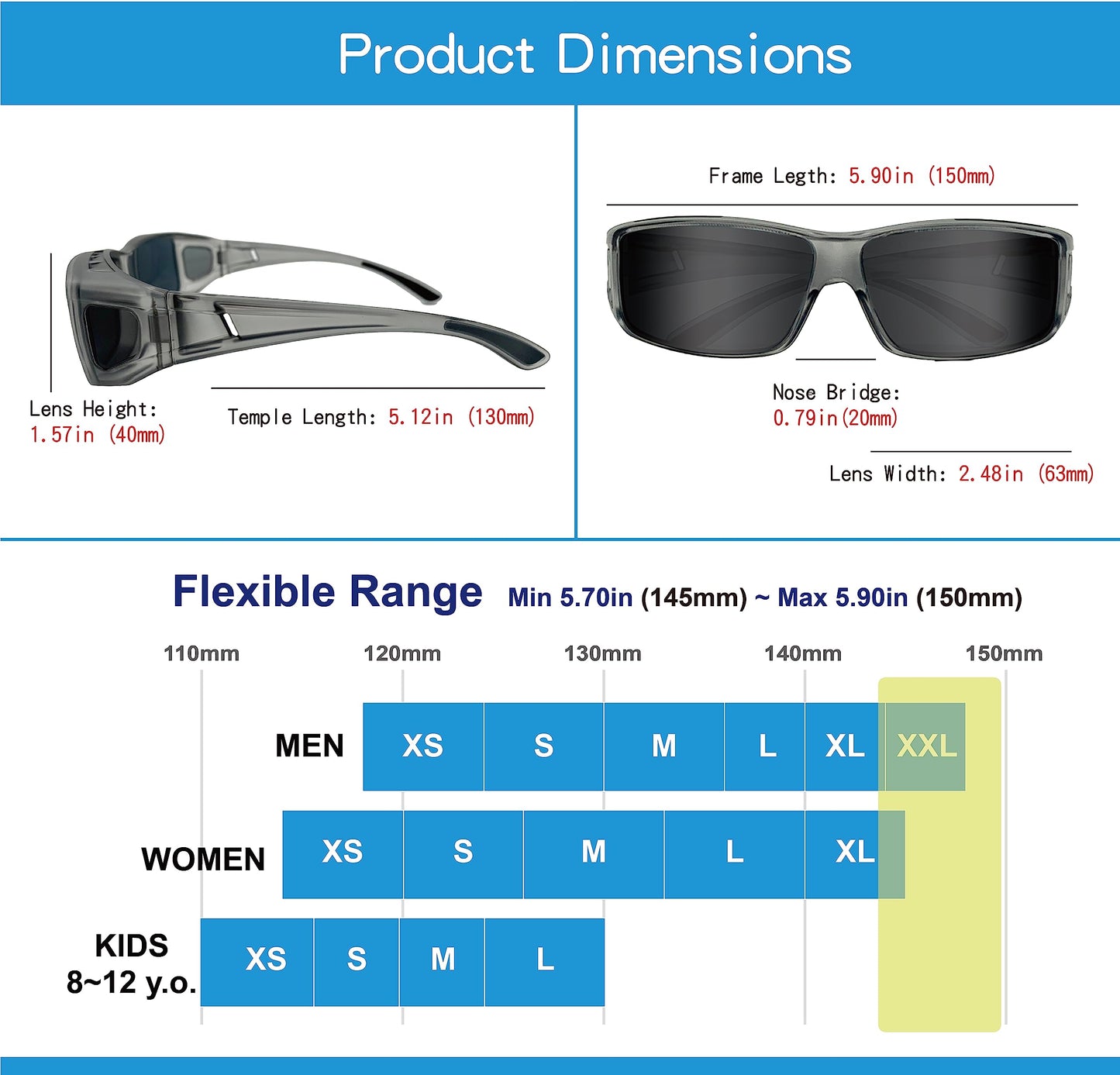 XII WY Fit Over Polarized Wrap Around Sunglasses Mens Womens for Baseball Running Fishing Driving