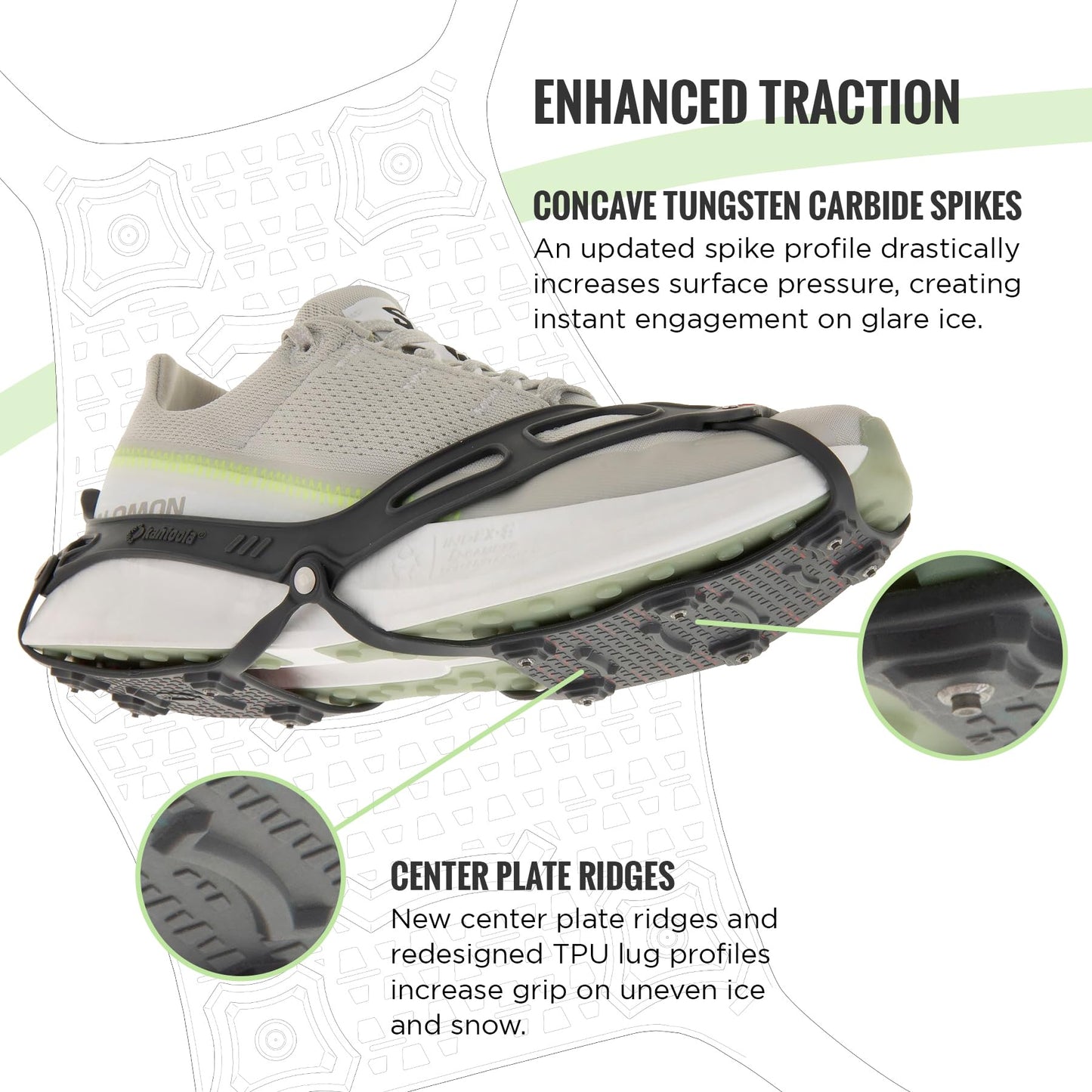 Kahtoola NANOspikes Footwear Traction for ICY Winter Road Running & Walking - Charcoal - Large