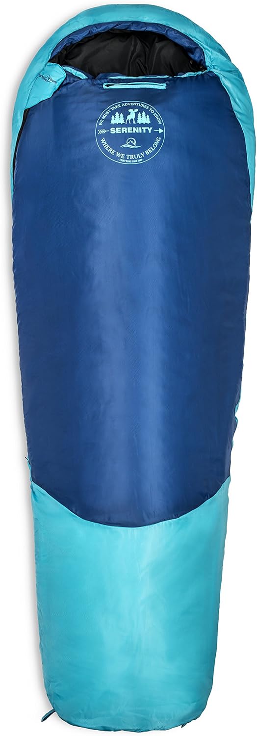 Lucky Bums Youth Serenity II 25F/-4C Temperature Rated Mummy Style Sleeping Bag, Compressing Carry Bag Included