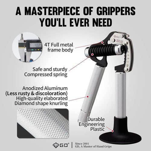 GD IRON GRIP Grip Strength Trainer Adjustable Hand Gripper Strengthener Hand Grip Exerciser Wrist Strengtheners Silent & Durable – Forearm, Finger & Hand Strength Training for Athletes, Climbers & Rehabilitation