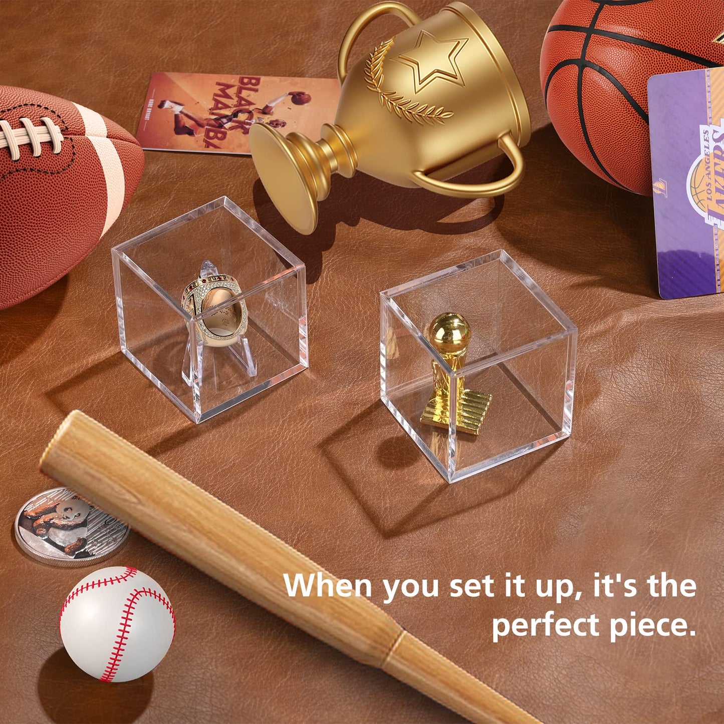 Foboull Championship Ring Display Case, Acrylic Display Box and Holder for Super Bowl, Championship, and Baseball Rings, for Collectors and Enthusiasts, 1pc