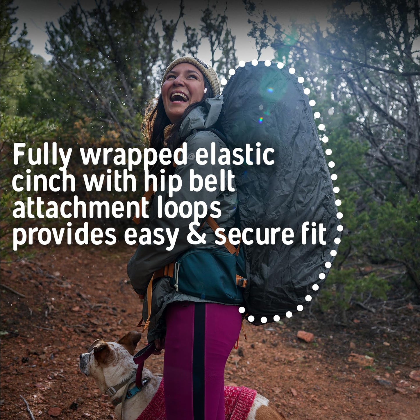 Kelty Backpack Rain Cover, Water Proof Cover for Hiking and Backpacking Packs 30 to 105 Liters, Elastic Cinch, Integrated Stuff Pocket, 2024 Update (Large (55-75L))