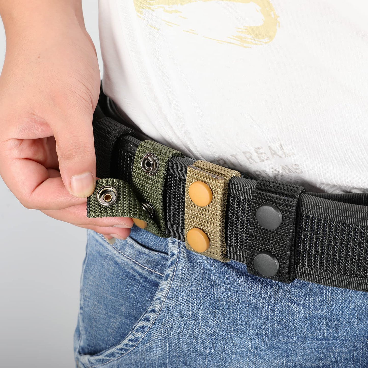 FRTKK Duty Belt Keeper with Double Snaps for 2¼" Wide Belt, Security Tactical Belt Police Military Equipment Accessories (Ranger Green-4Pack)