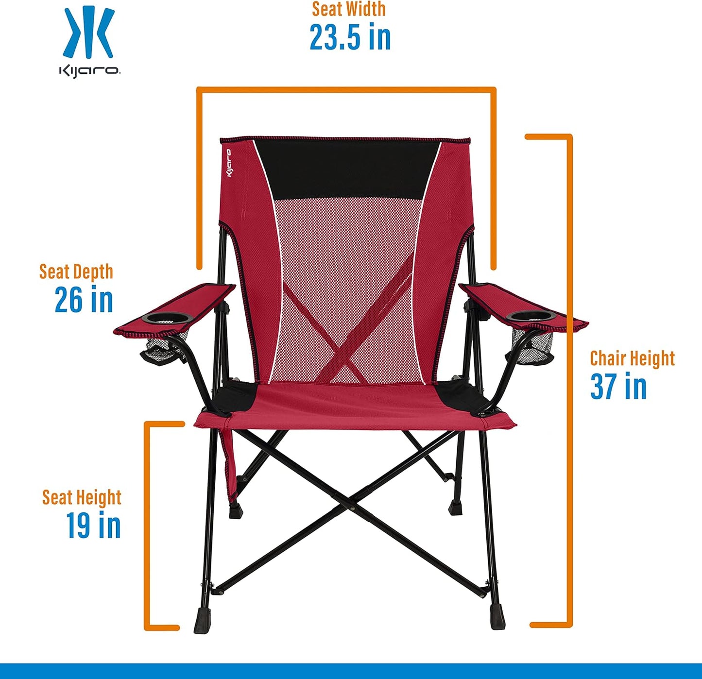 Kijaro Portable Camping Chairs - Enjoy the Outdoors with a Versatile Folding Sports Chair for Outdoor & Lawn - Dual Lock Feature Locks Position – Hallet Peak Gray