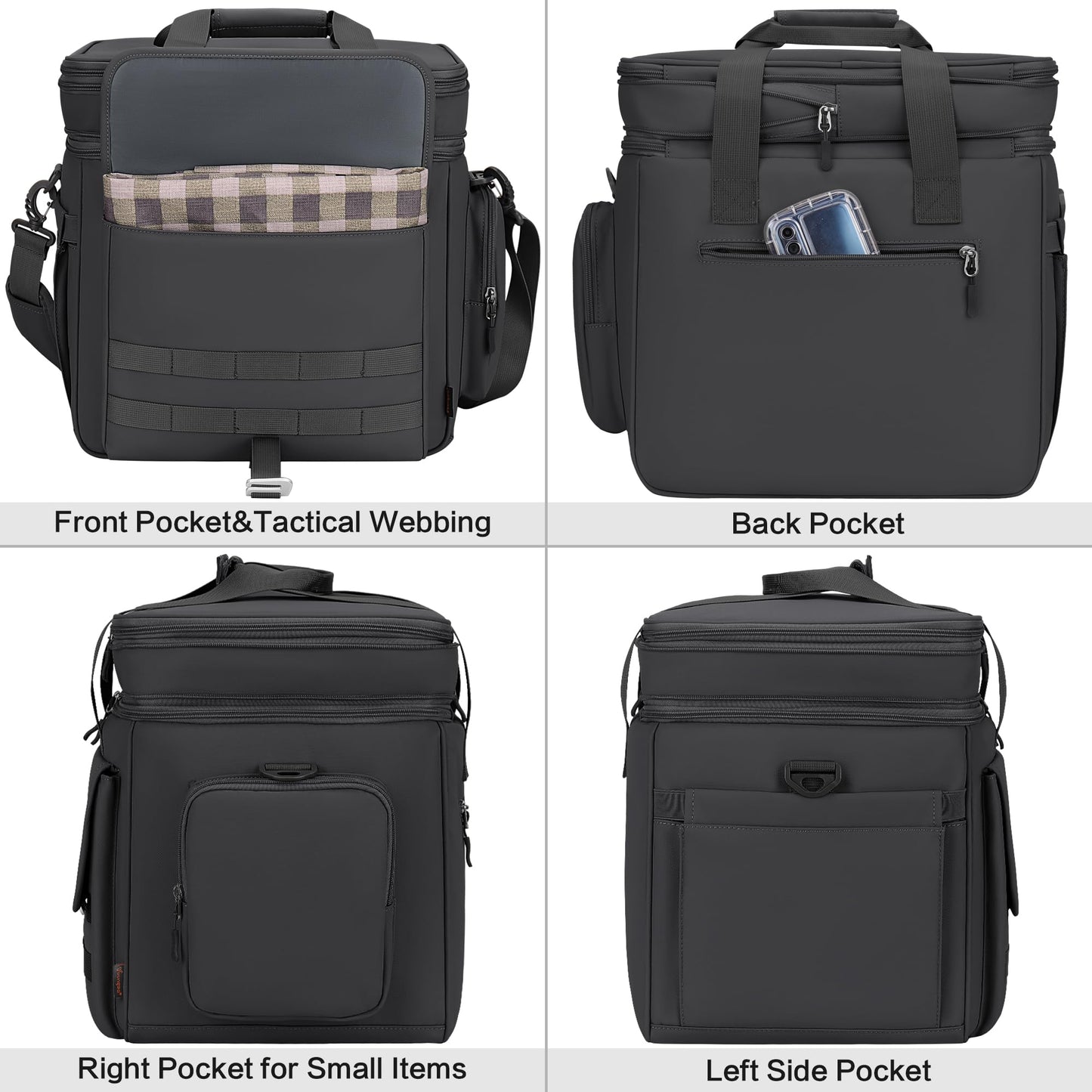 YOUNGOA 36L Large Soft Cooler Insulated Cooler Bag Soft Sided Collapsible Coolers for Travel, Camping, Beach. Leakproof, Waterproof, Expandable, 36L (Black)
