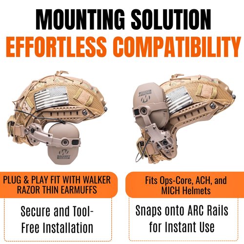 Tigrett Outdoors ARC Rail Adapter for Walker Razor Thin Tactical Headset – Tactical Helmet Accessory with 360° Rotation – Compatible with ARC Rails, Fast Helmet, and Military Ear Protection