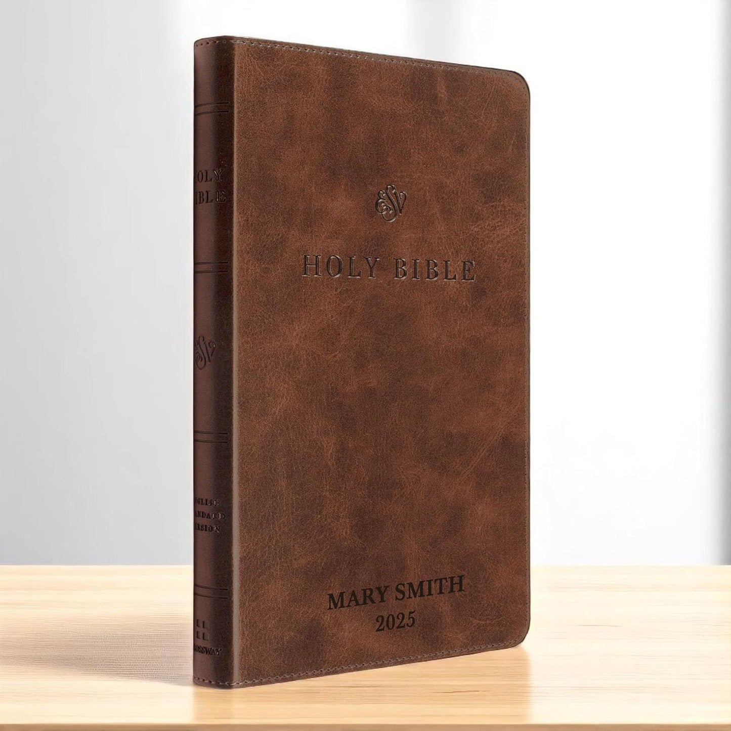 Custom Personalized Pink ESV Bible | Small Text | Blush Pink Engraved Name | Faux Leather Premium Church Bible | English Standard Version Translation with Lay Flat Design