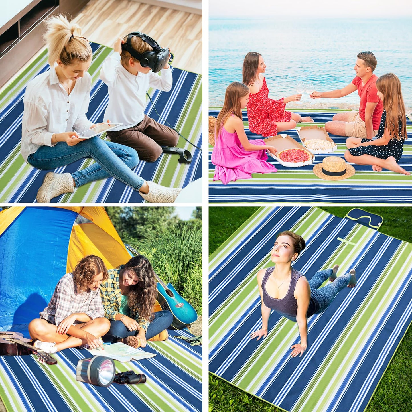 TEASTAR Picnic Blankets Extra Large Beach Blanket Waterproof Sandproof Outdoor Blanket for Grass Sand Free Beach Mat Picnic Mat Foldable 80" X60 for Camping, Hiking Travel Sand Park