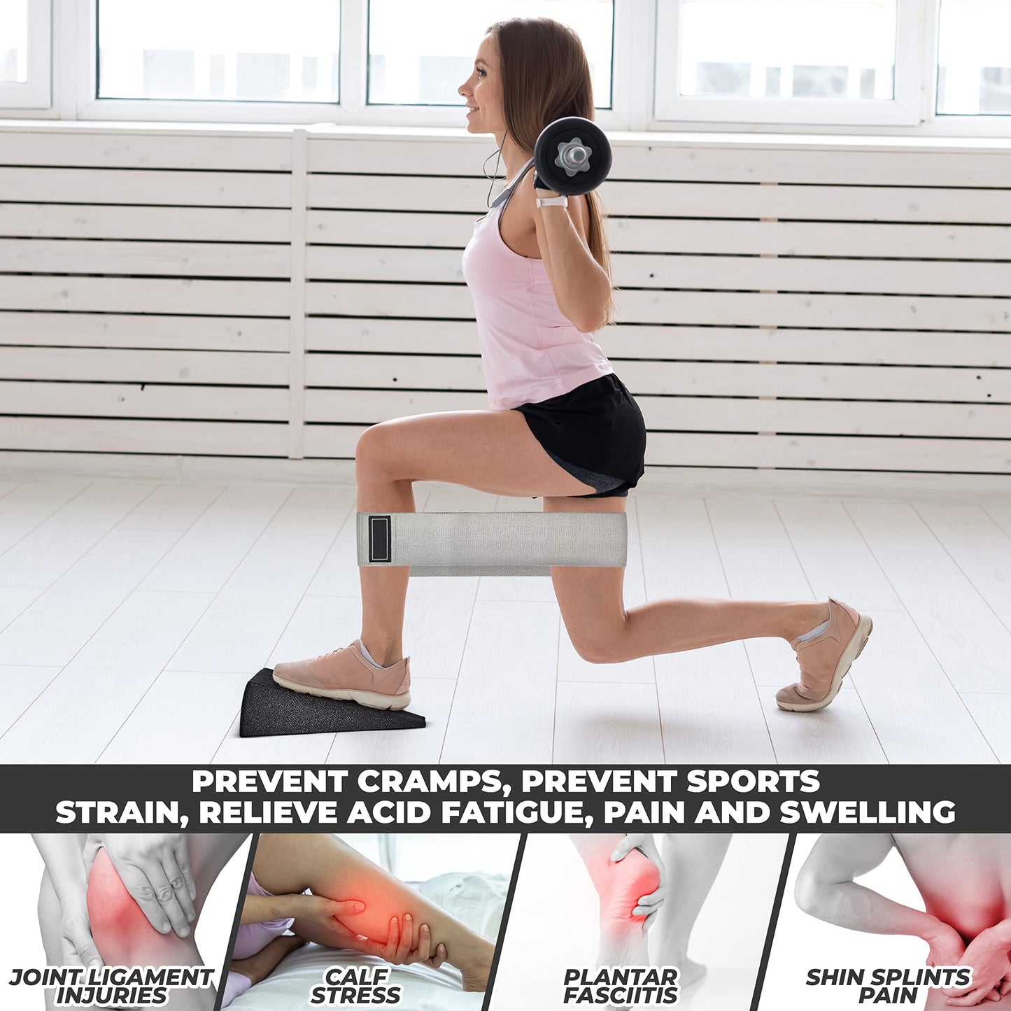 DNC Essentials Squat Wedge 3-Piece Set - Sturdy Squat Wedges with Carry Bag and Band - Multipurpose Squat Wedge Block 3-Pack - Calf Raise Workout Slant Board for Heel Elevated Squats, Yoga – Black