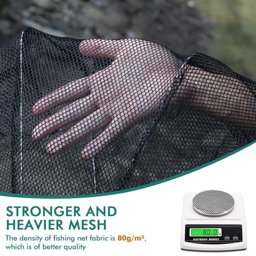 QualyQualy Fishing Bait Trap Crab Net Fishing Trap for Minnow/Crab/Shrimp/Crawdad with Rope, 6/8/10 Holes Large Space Fishing Net