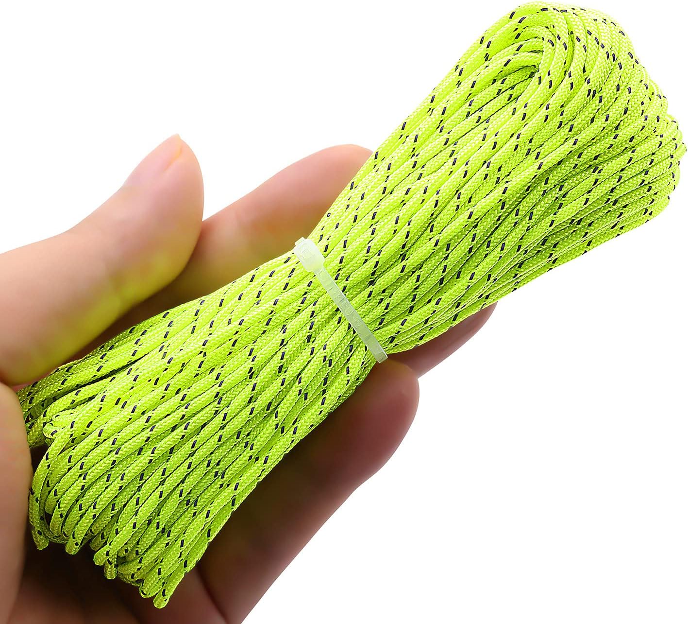 1.8mm Fluorescent Reflective Guyline Tent Rope Camping Cord Paracord,65 Feet