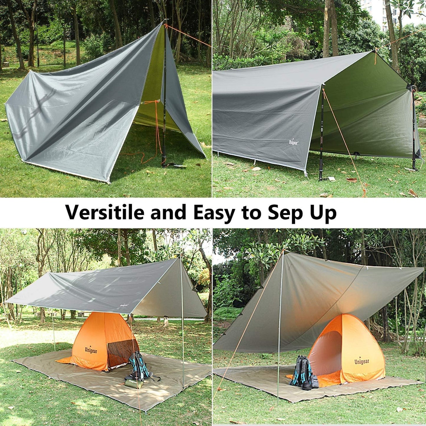 Unigear Hammock Rain Fly, 16.4/14.4/13/10ft Camping Tarp, UV Protection & Waterproof & Lightweight for Camping, Backpacking and Outdoor Adventure (Brown,10 * 10ft)