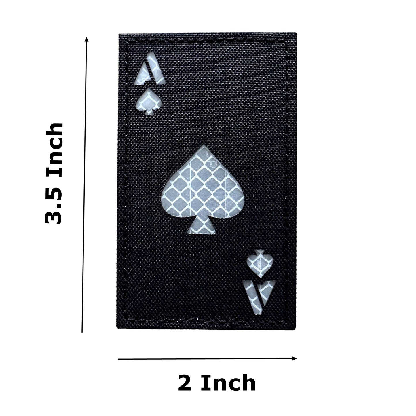 2x3.5 Infrared IR Ace of Spades Death Dead Card Patches Tactical Vest Patch Hook-Fastener Backing (Reflective Black-White)