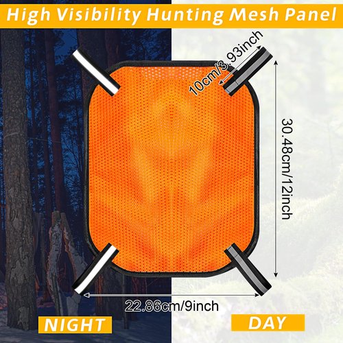 Copkim 4 Pcs Blaze Orange Safety Panel with Reflective Strips, 12'' x 9'', High Visibility Hunting Mesh Tent Backpack Cover Safety Panel for Outdoors Field Hiking Camping Biking Traveling