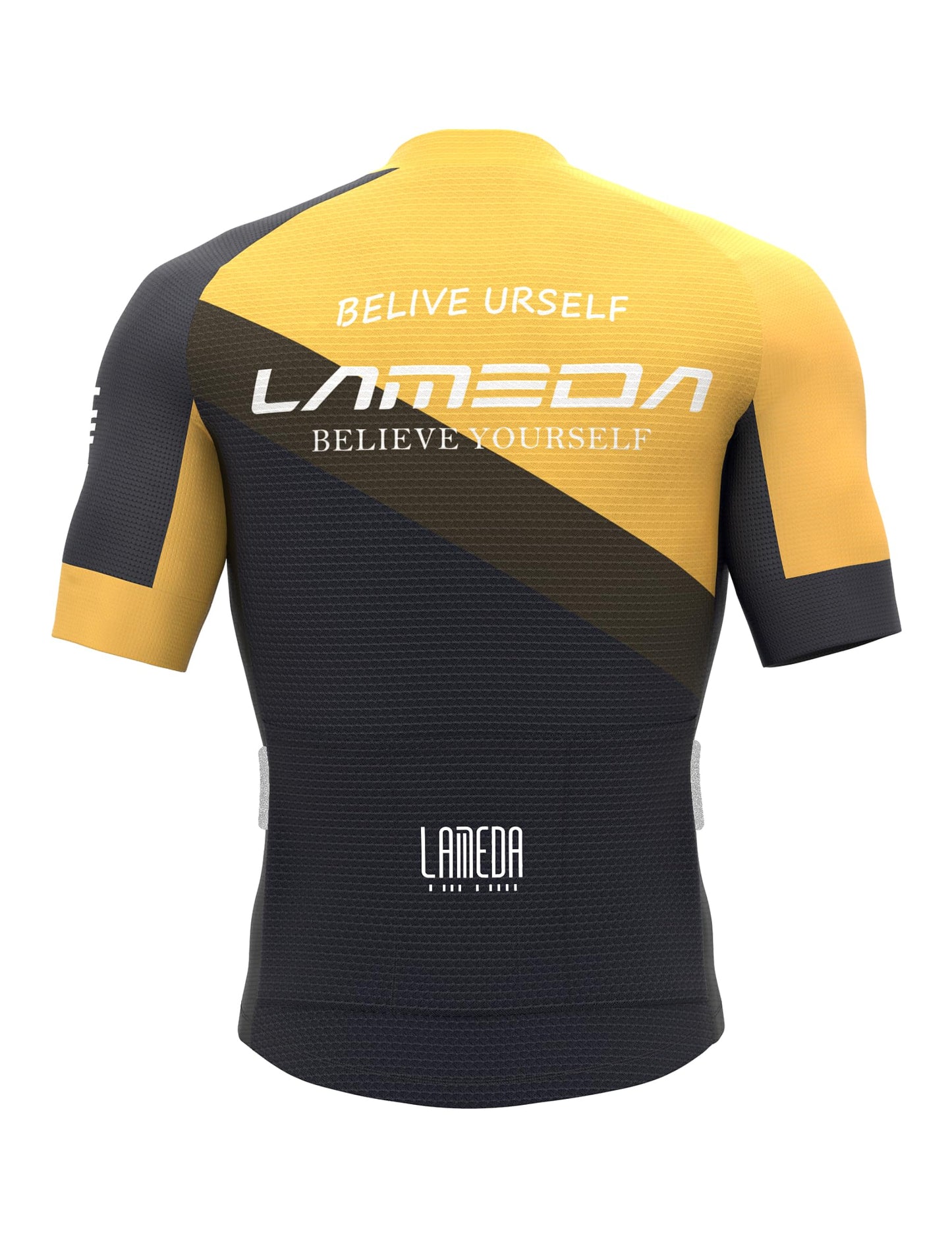 LAMEDA Men's Cycling Jersey Short Sleeves Bike Jersey for Men Cycling with 8 Pockets,Tight-Fitting Breathable Quick-Drying Bike Shirt High-Elastic Pro Road Cycling Top Bicycle Shirt Yellow