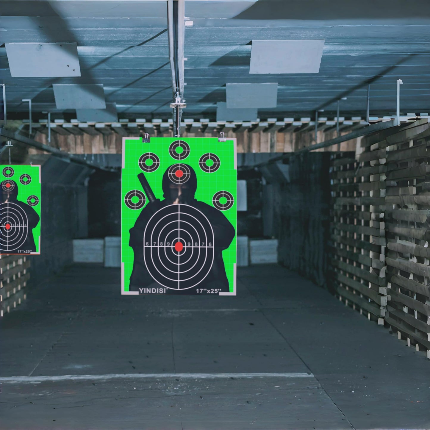 17x25 inch Fluorescent Green Opponent Silhouette Target with White Grid Lines, NonReflective Surface, Includes Carrying Bag, 25 Sheets, Ideal for Handguns, Rifles, Airguns, BB Guns