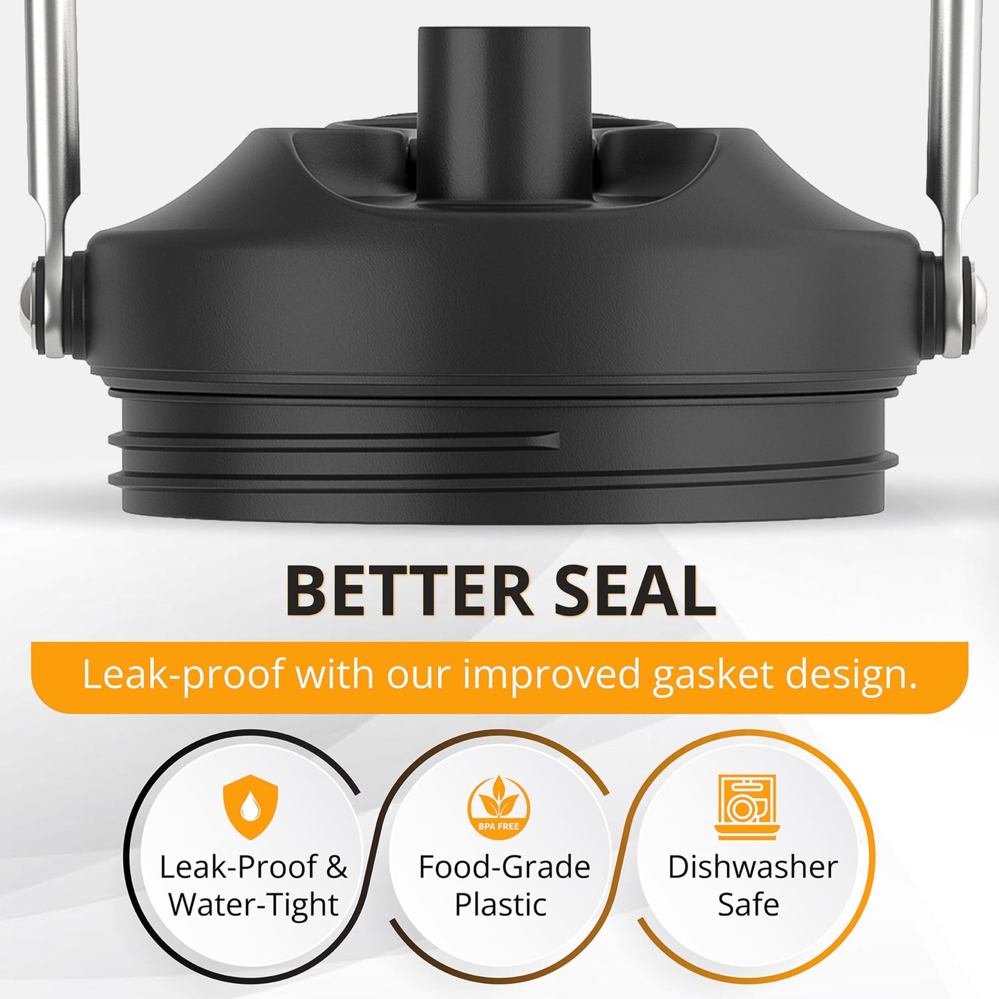 Jmoe USA Improved Jug Lid for Yeti Half Gallon and One Gallon Rambler Jugs | 2 in 1 Replacement Lid | Large Chug Spout and Leakproof Flip Straw | BPA Free Plastic | Includes 4 Straws