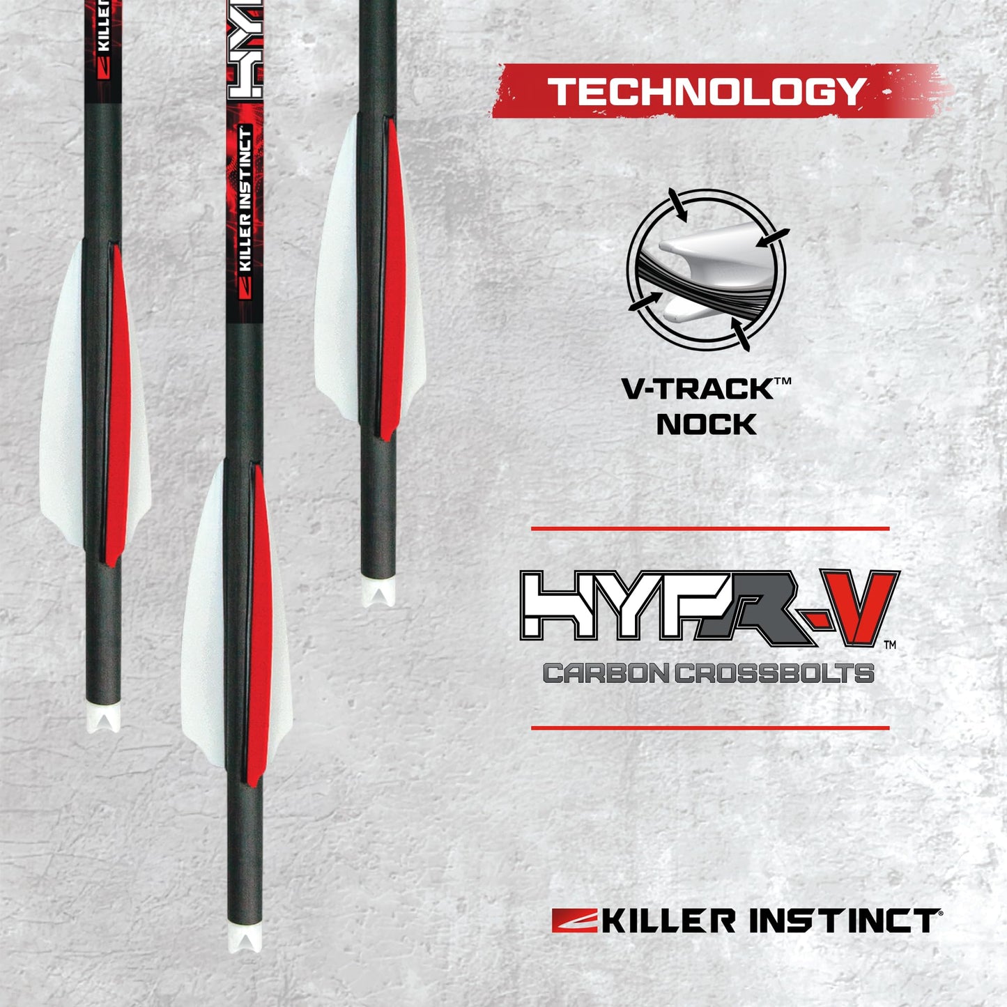 Killer Instinct Hypr-V 20" Crossbow Bolts 6-Pack - V-Track Nock System 390 Grain Total Weight with .003" Straightness Tolerance