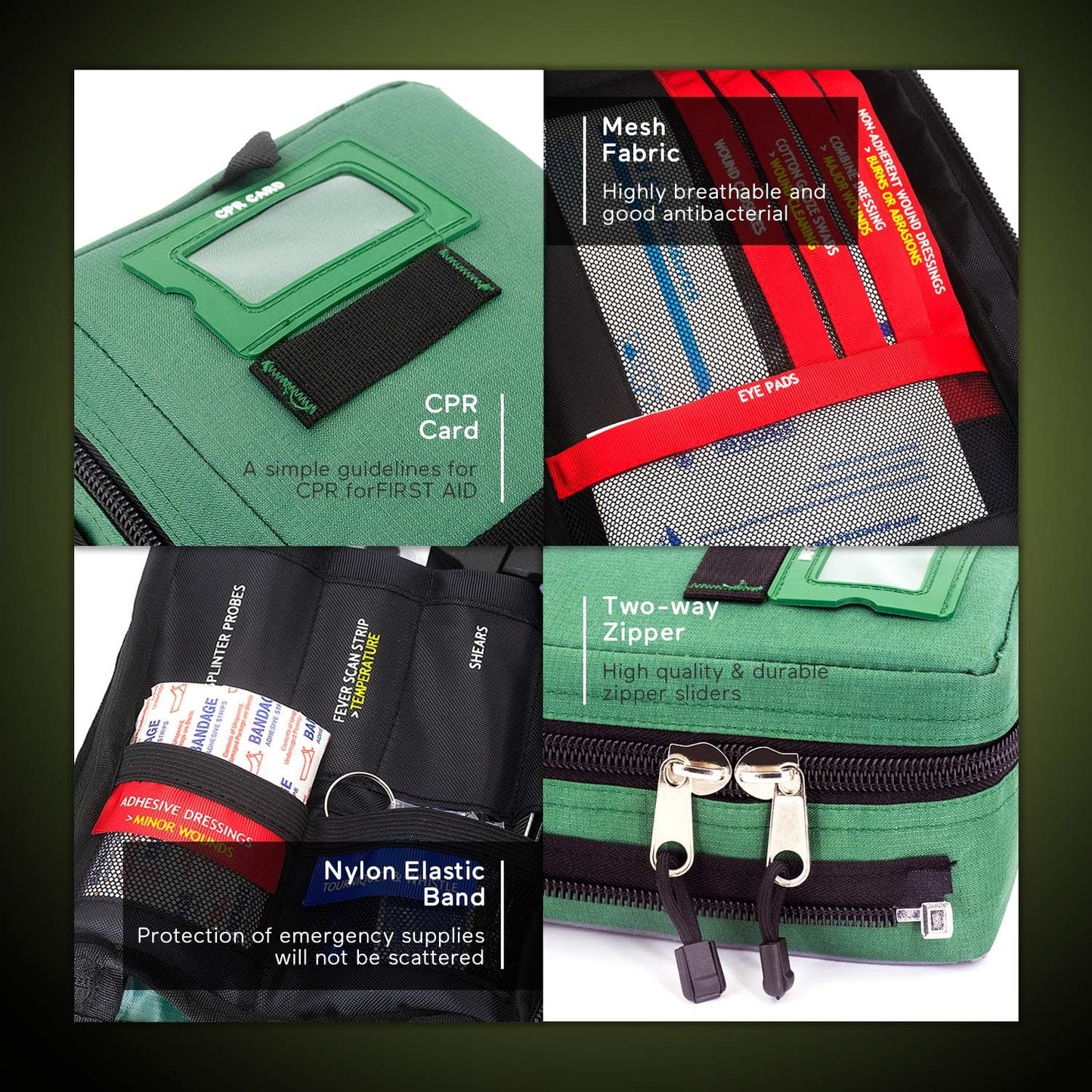 255PCs Compact First Aid Kit Emergency Survival Trauma Kit Medical Kit with Labeled Compartments for Boat Car Camping Hiking Travel & Backpacking