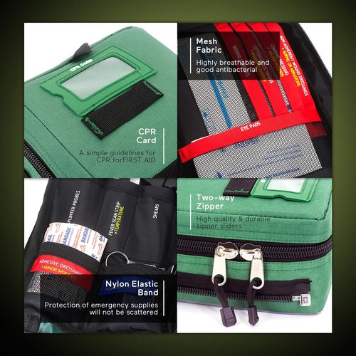 255PCs Compact First Aid Kit Emergency Survival Trauma Kit Medical Kit with Labeled Compartments for Boat Car Camping Hiking Travel & Backpacking