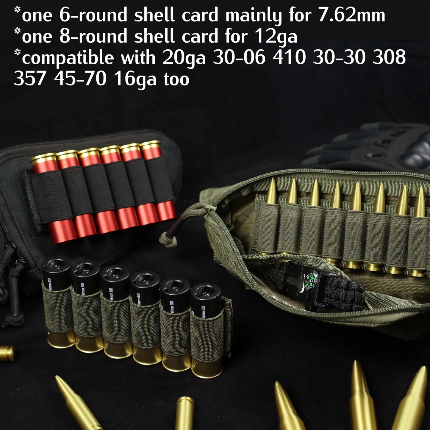 Aprikostein Buttstock Shotgun Shell Holder for Ammo 12 Gauge 20Ga 30-06 30-30 45-70 7.62 410 Left Right Handed Ambidextrous Rifle Stock Pouch Cheek Rest Shotshell Carrier