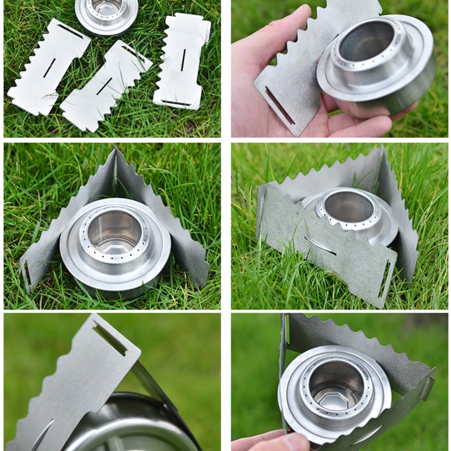 Outdoor Portable Camping Stove, Stainless Steel Pocket Alcohol Stove Mini Backpacking Stove for Camping Hiking Backpacking BBQ Gift (B)