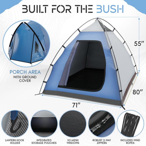 Pop Up Tents for Camping & Hiking - 2 Person & 1 Person Ultralight Tents
