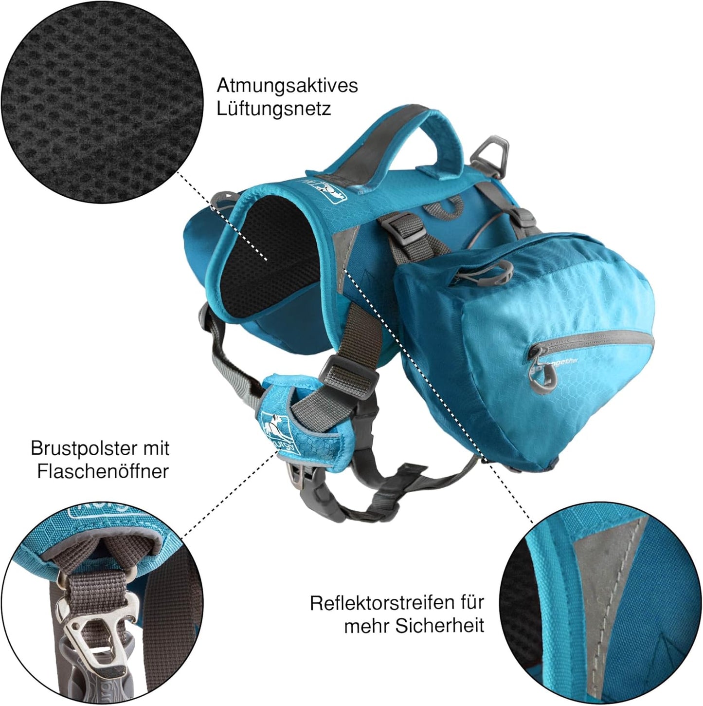 Kurgo Big Baxter Dog Backpack, Dog Saddlebag, Dog Pack, Adjustable Saddlebag for Hiking, Walking, Running, Camping, Black/Orange