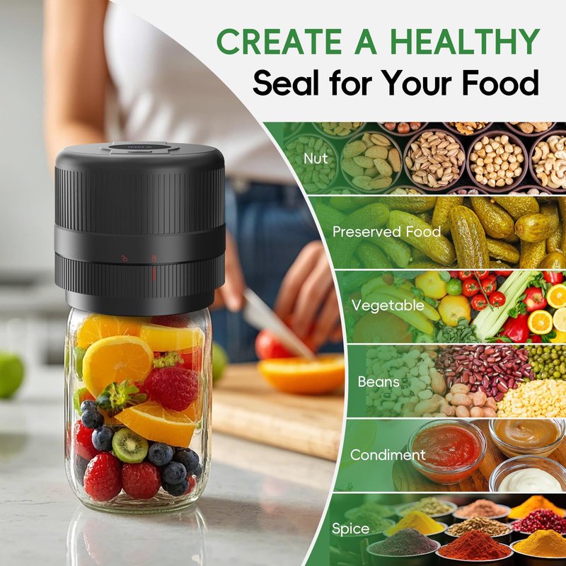 Wothfav Mason Jar Vacuum Sealer Kit, Electric Sealer for Wide, Regular Mouth Mason Jars, Portable Vacuum Sealer for Jars, Birthday Gift for Her, Gifts for Mom, Grandma