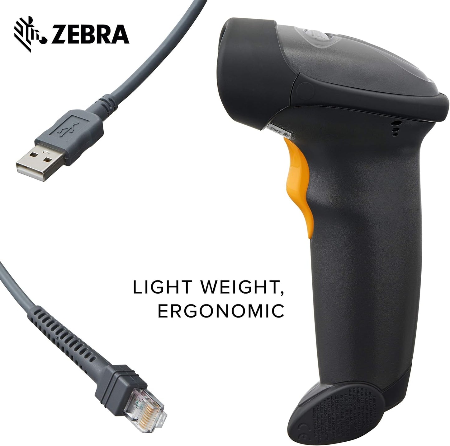 Symbol Zebra LS2208 Series Corded Handheld Standard Range Laser Scanner Kit with Gooseneck Stand and Cable Twilight Black LS2208-SR20007R-NA